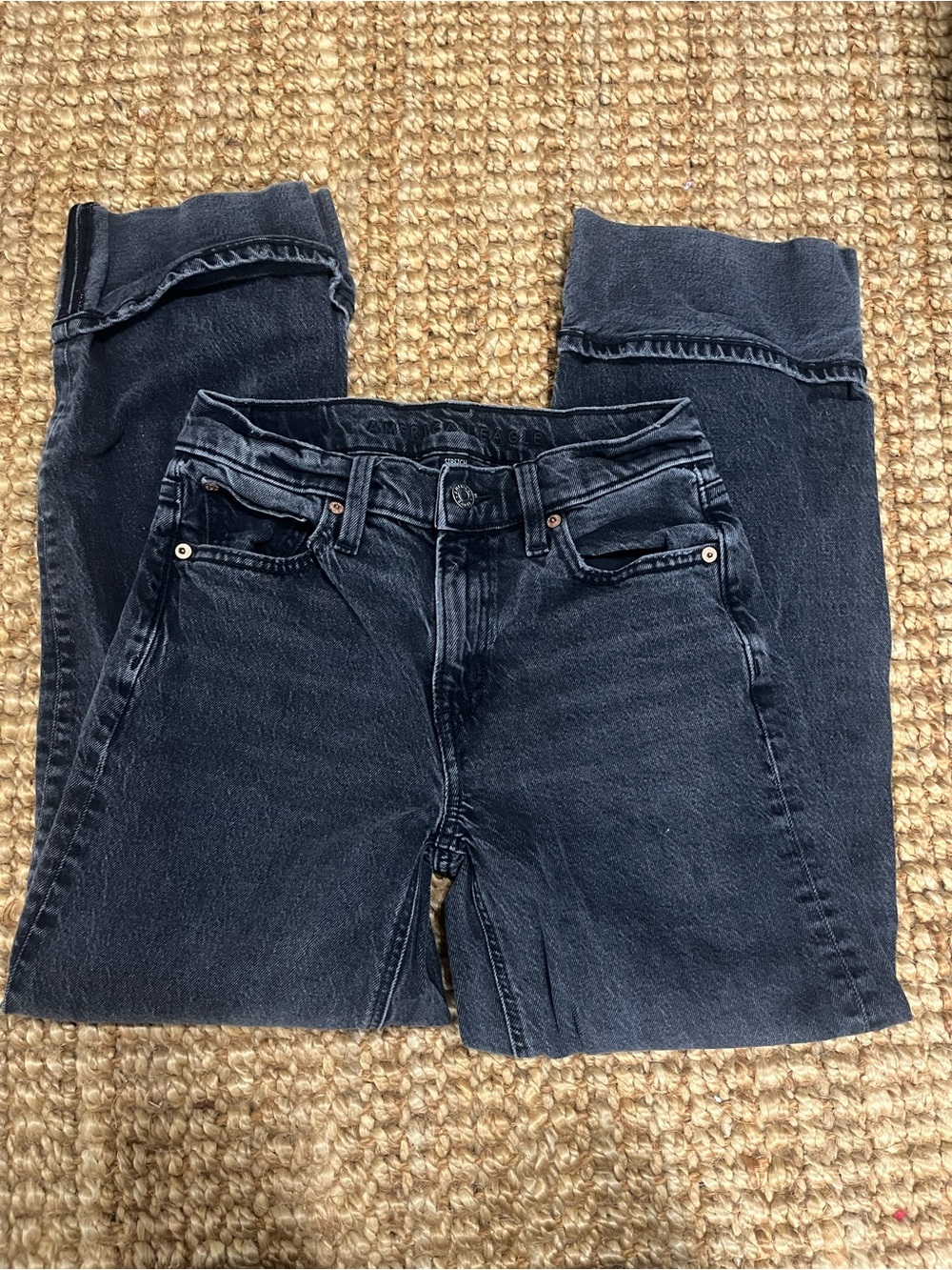American Eagle Black Cuffed Jeans